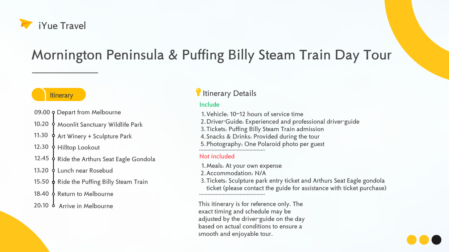 Mornington Peninsula + Puffing Billy Day Tour: Wildlife, Wine & Art (1–6 people)
