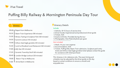Puffing Billy Railway + Mornington Peninsula Day Tour: Steam Train, Coastline, Art (1–6 people)